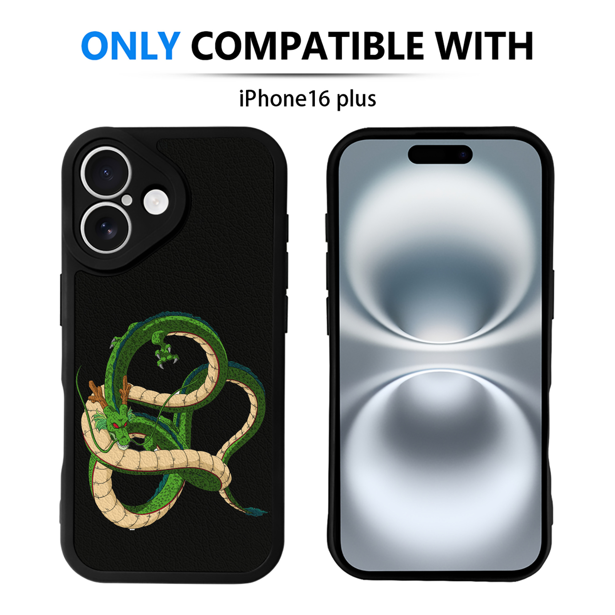 （画像用） ドラゴンボール 神龍 シェンロン DRAGON BALL Shenron 【iPhone 16シリーズ対応】シリコンスマホケース（レザー調） 材質：シリコン